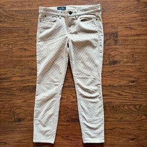 J. Crew Cream Velvet Polka Dot Toothpick Jeans Size 29 Ankle